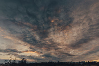 Low angle view of dramatic sky during sunset