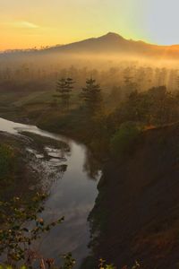 Scenic view of landscape against sky during sunset