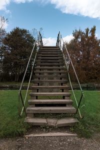 Low angle view of staircase against sky