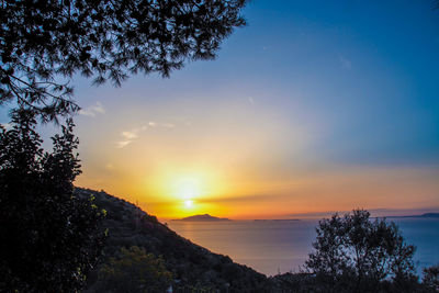 Scenic view of silhouette landscape against sky during sunset