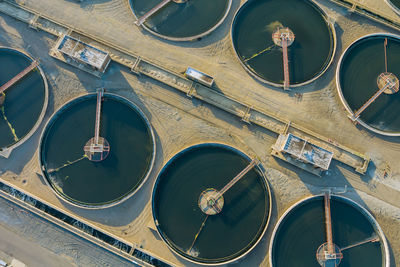 High angle view of machinery in factory