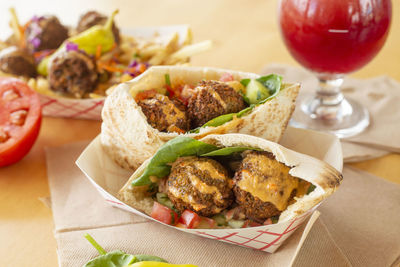 Close-up of food in plate on table