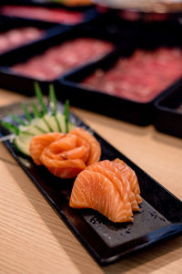 Close-up of sushi on table