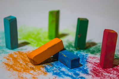 Close-up of toys on table