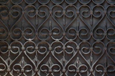 Full frame shot of metal fence against building