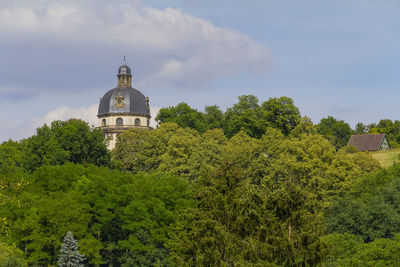 Trees and building against sky