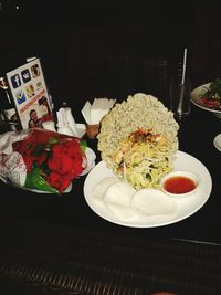 Close-up of food on table