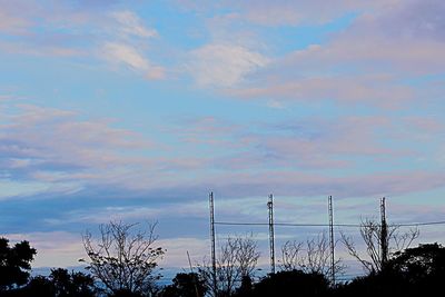 Low angle view of silhouette trees against blue sky