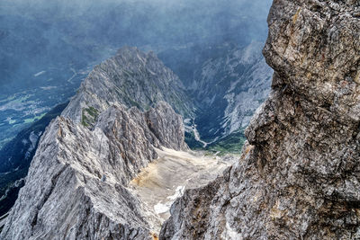 High angle view of rocky mountains