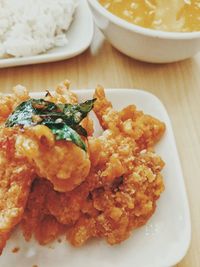 Close-up of meal served in plate