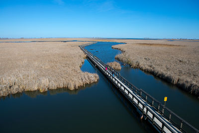 Environmental view of point pelee national park marsh boardwalk in spring