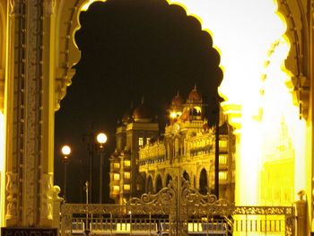 Illuminated street light at night