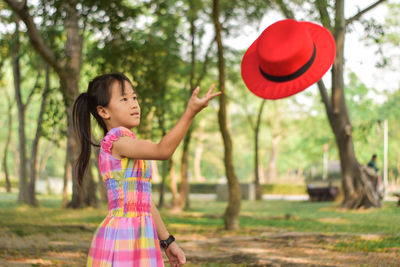Side view of a girl looking away