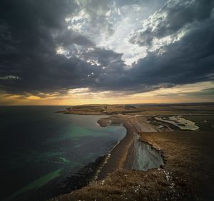 Scenic view of sea against sky during sunset