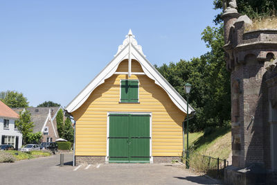 Exterior of building against clear blue sky