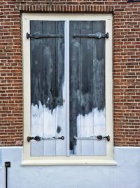 Closed door of building