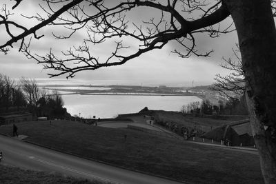 Scenic view of lake against sky