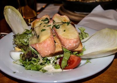Close-up of food in plate on table
