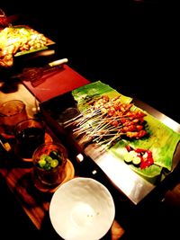 High angle view of food on table