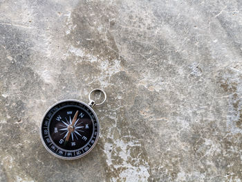 High angle view of navigational compass