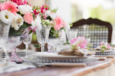 Close-up of flower vase on table