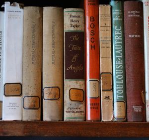 Stack of books in shelf