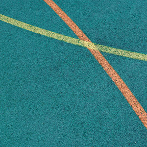 High angle view of markings on basketball turf