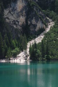 Scenic view of lake by mountain