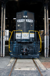 Close-up of train at shunting yard