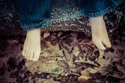 Low section of boy standing on ground