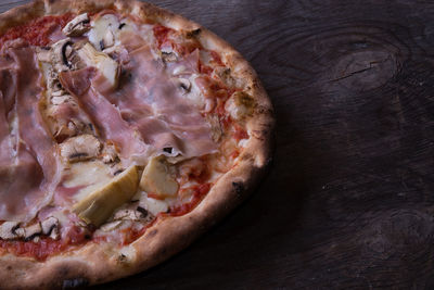 Close-up of pizza on table