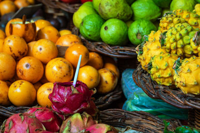 Close-up of fruits for sale at market stall