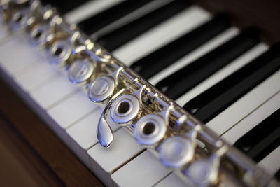 Close-up of flute and piano