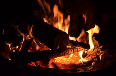 Close-up of fire pit at night