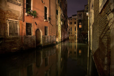 Venice canals at night, mysterious perspective