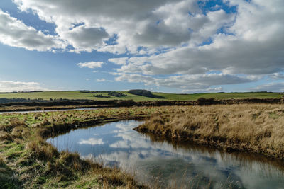 Scenic view of lake against sky