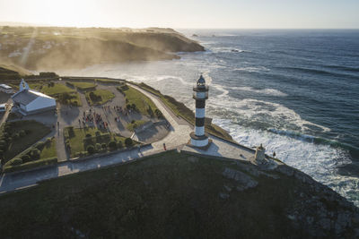 Ortiguera light tower from aerial view