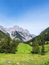 Scenic view of mountains against clear sky