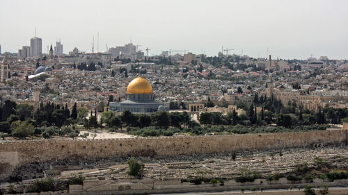 View from the mount olivet to jerusalem with dome of the rock