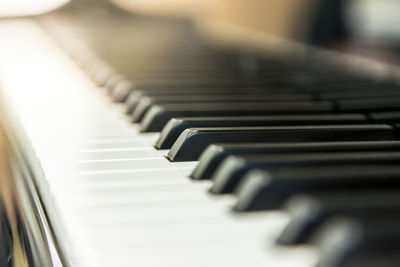 Close-up of piano keys