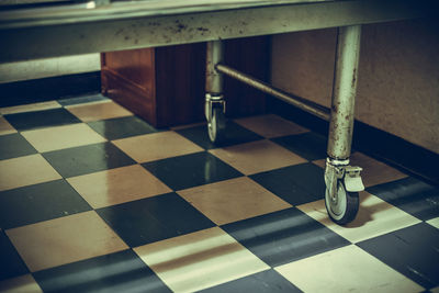 High angle view of tiled floor at home