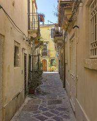 Narrow alley amidst buildings in city