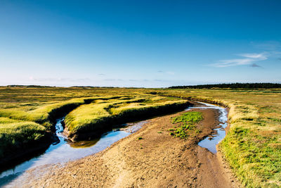 Scenic view of land against sky