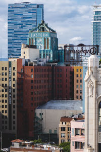 High angle view of buildings in city