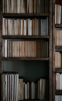 Full frame shot of books in shelf