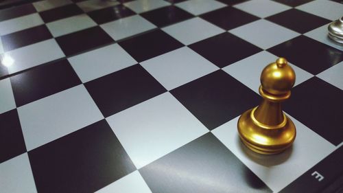 High angle view of chess board