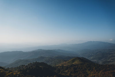 Scenic view of mountains against clear sky