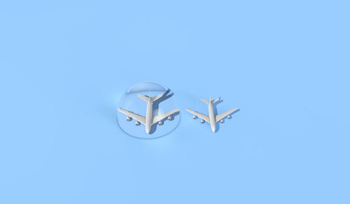 High angle view of lamp against blue background