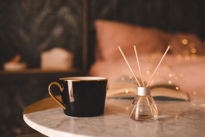 Close-up of coffee on table