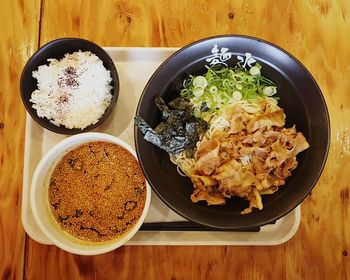 High angle view of food in plate
